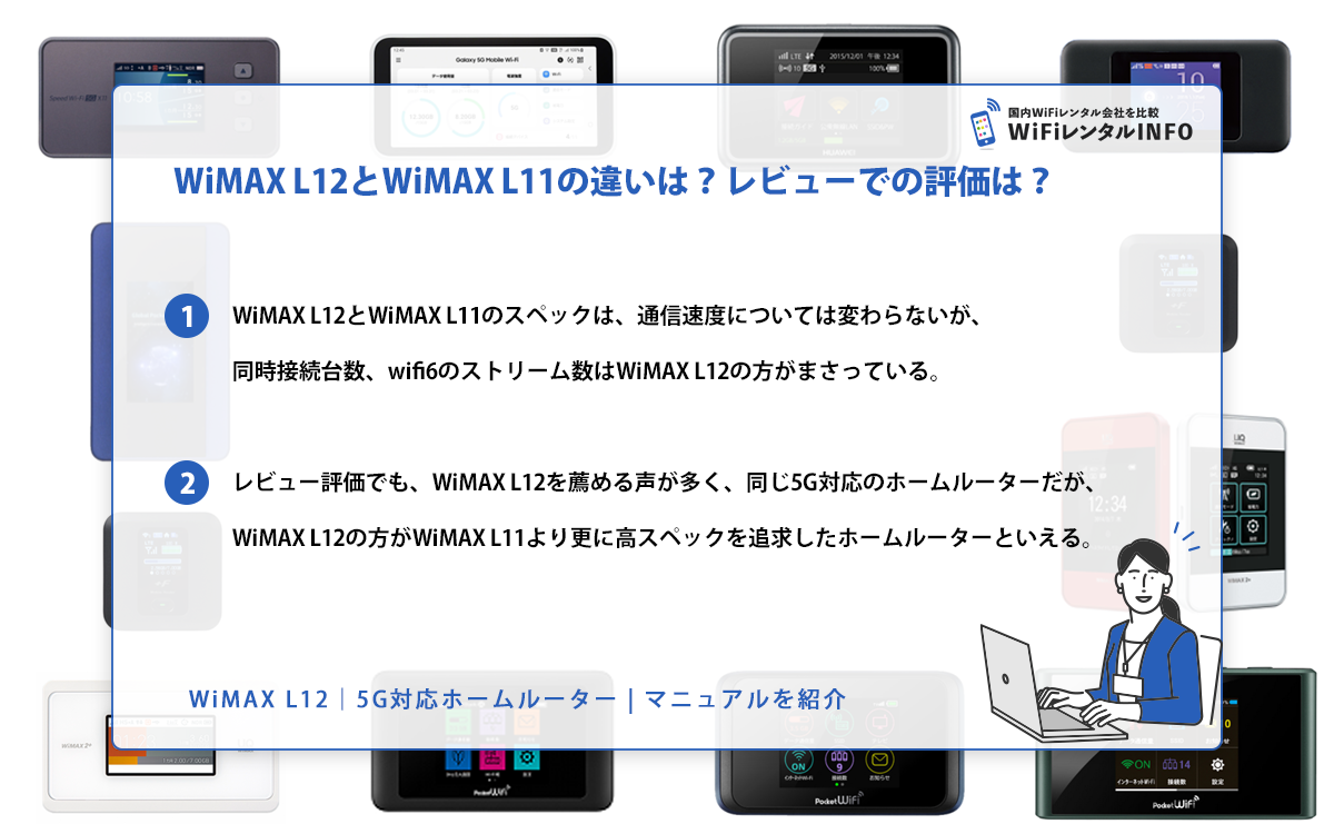 WiMAX L12とWiMAX L11の違いは？レビューでの評価は？