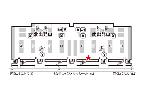 関西国際空港第1ターミナル(4F)出発ロビー E・Fカウンター側